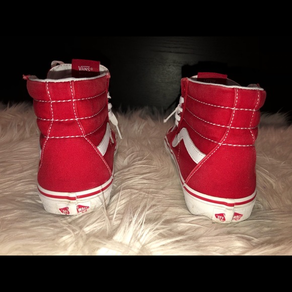 Red Vans Hightop Shoes - Picture 5 of 6